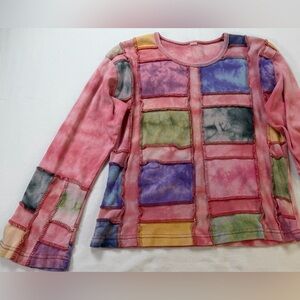 Patchwork Tie Dye Long Sleeve Boho Shirt